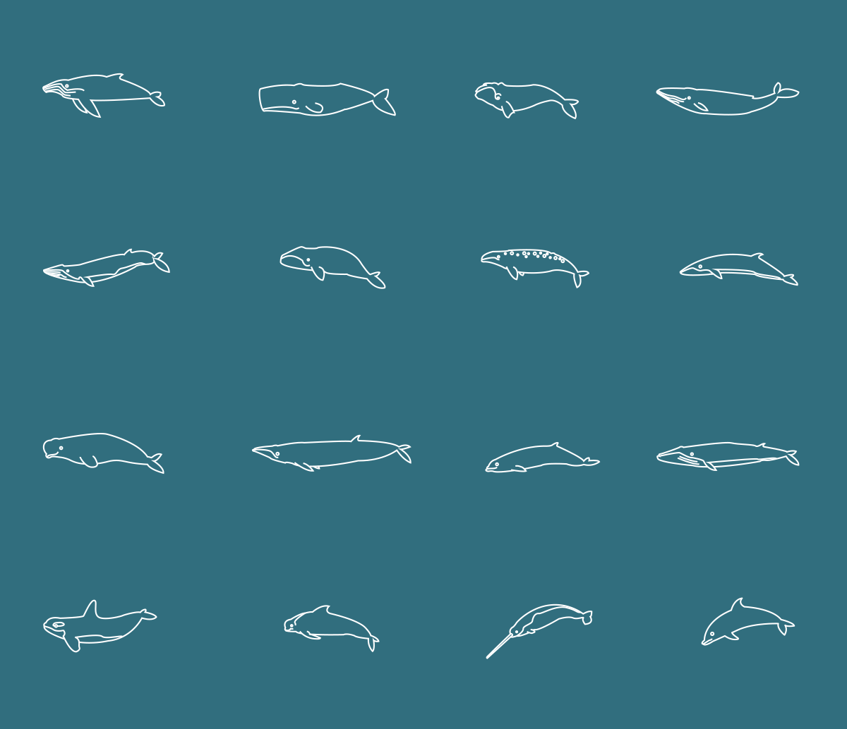 Whales, icons only free line art